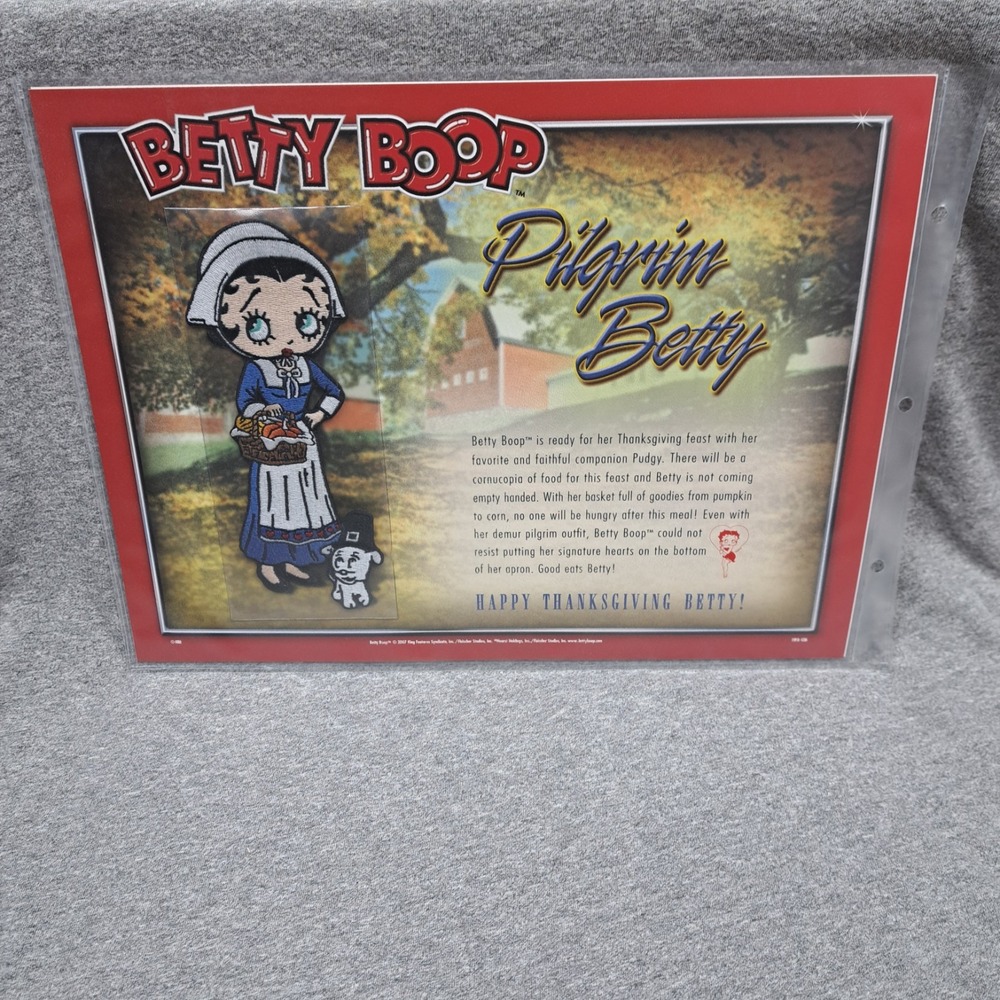 Betty Boop Patch Pilgrim Betty Clothing Patch Collectible Vintage Thanksgiving